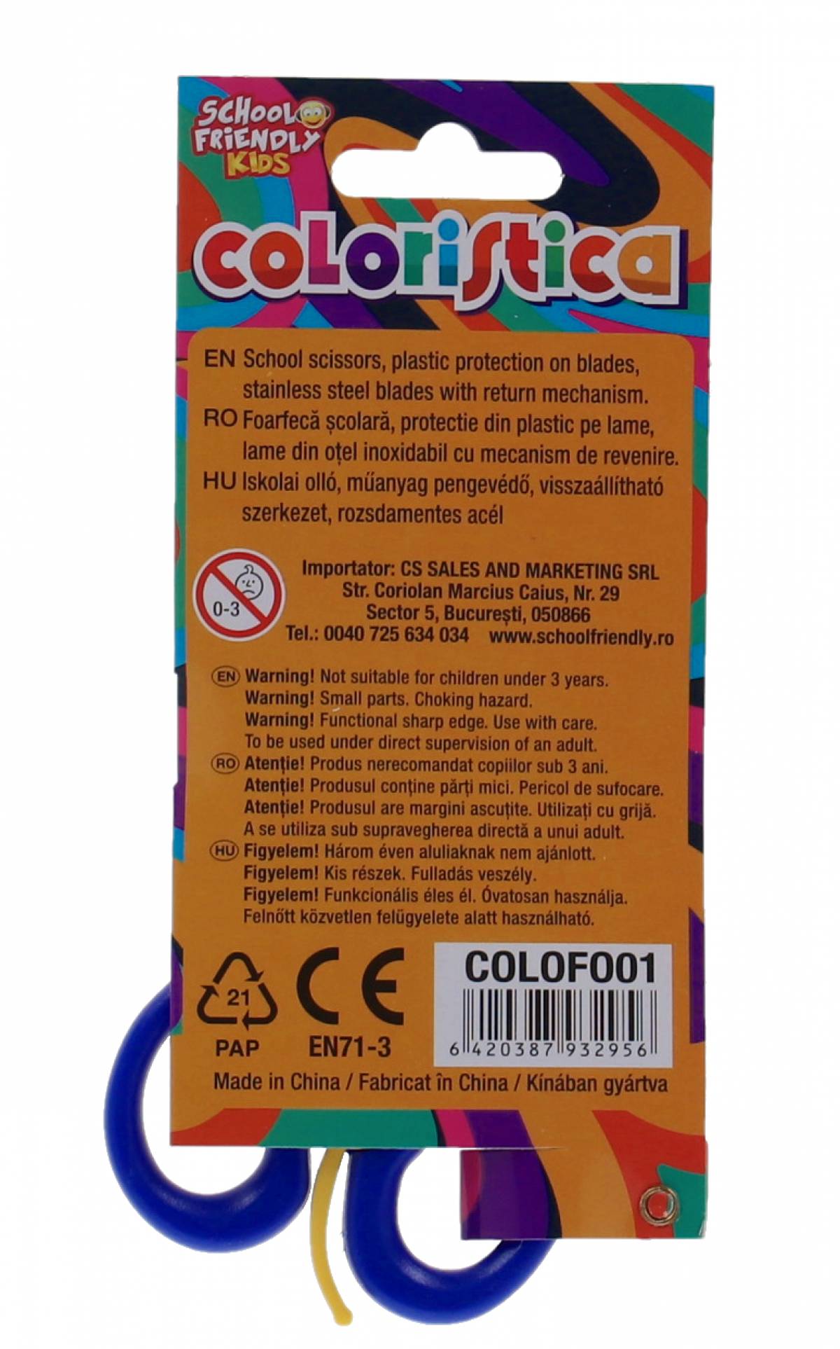 Foarfeca cu protectie blister Coloristica