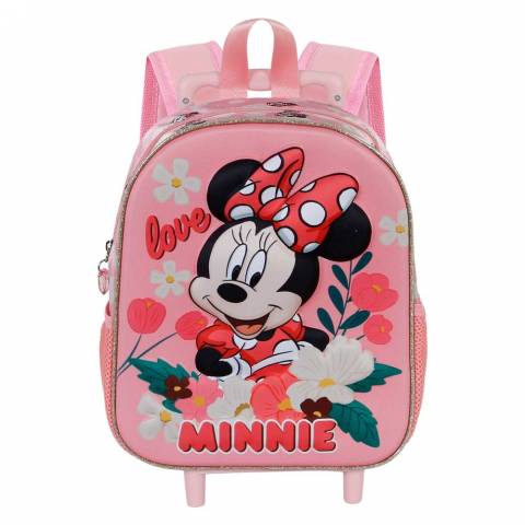 Troler Prescolari, Minnie Mouse 3D, 1 fermoar, 2 buzunare, 26cm x 34cm x 13cm