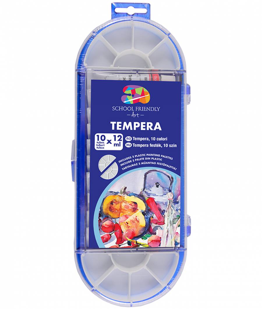 Tempera. 10 culori cutie plastic cu pensula  12ml SFART