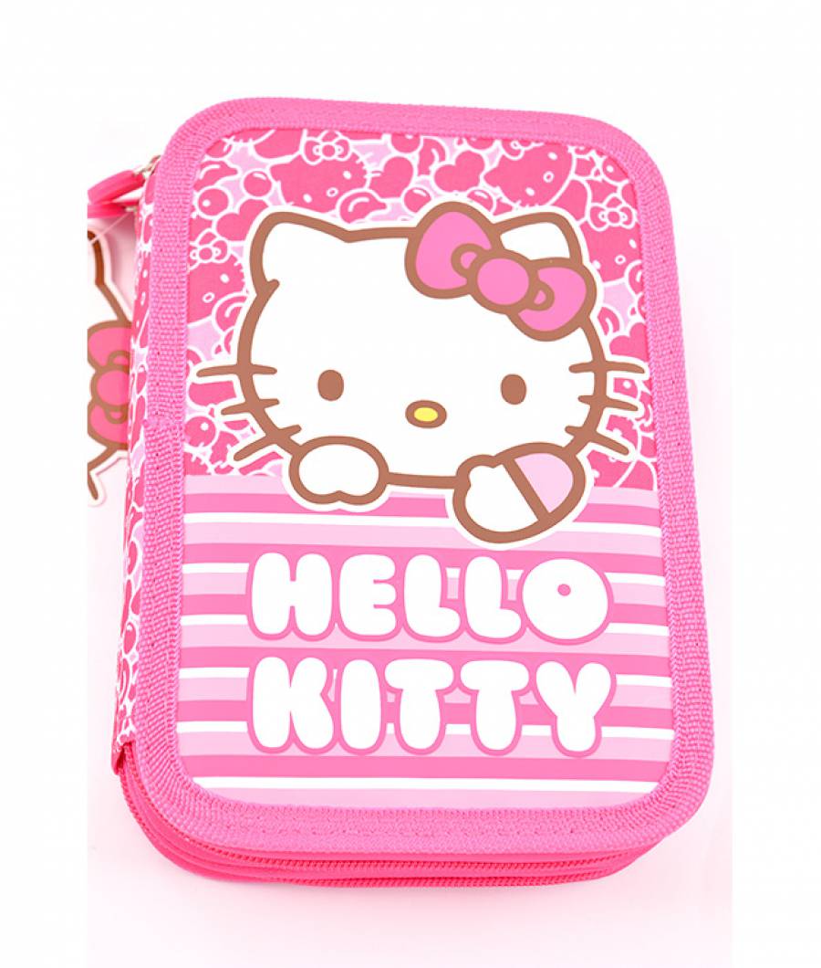 Penar Neechipat  2 fermoare  Hello Kitty Roz cu dungi