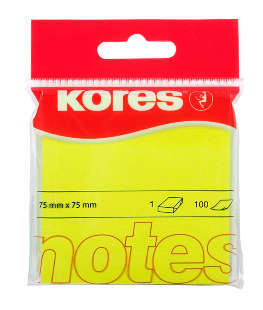 Notes Adeziv neon 75 x 75 mm 100 File Kores