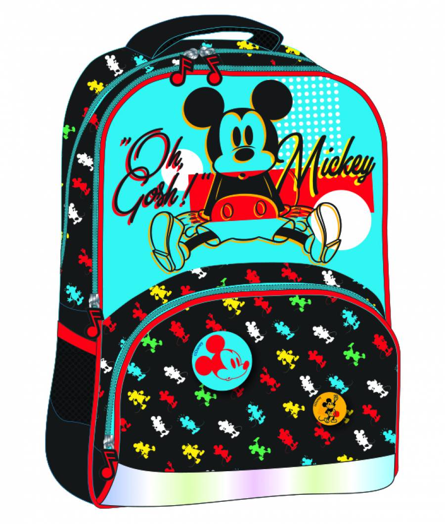 Ghiozdan clasa 1/4 negru-multicolor Mickey Mouse