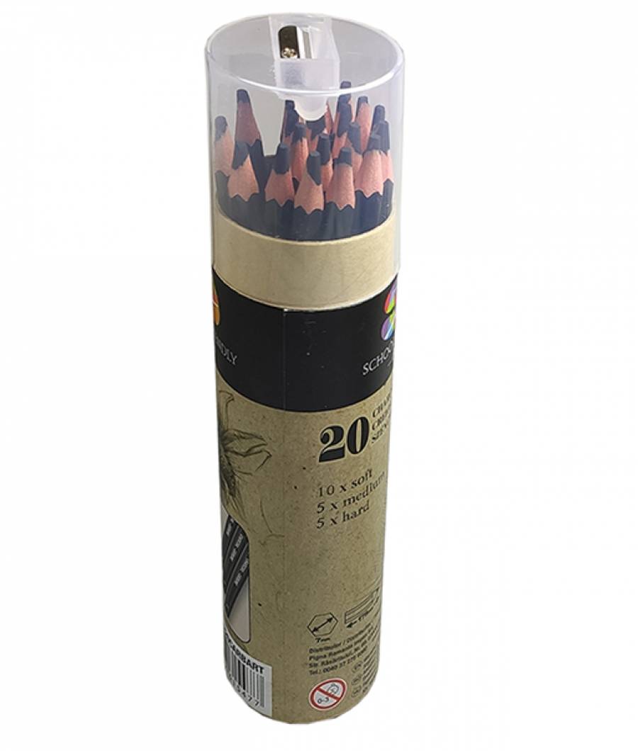 Creioane ARTIST SF ART CARBUNE 20buc intub carton cu ascutitoare soft medium hard
