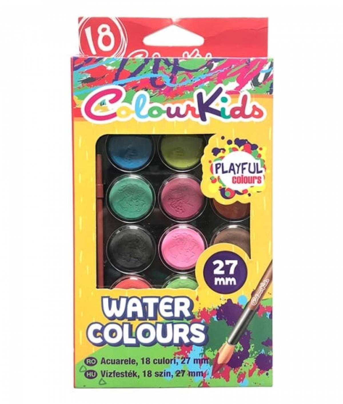 Acuarele Colour KIDS 18 culori 28 mm cu pensula