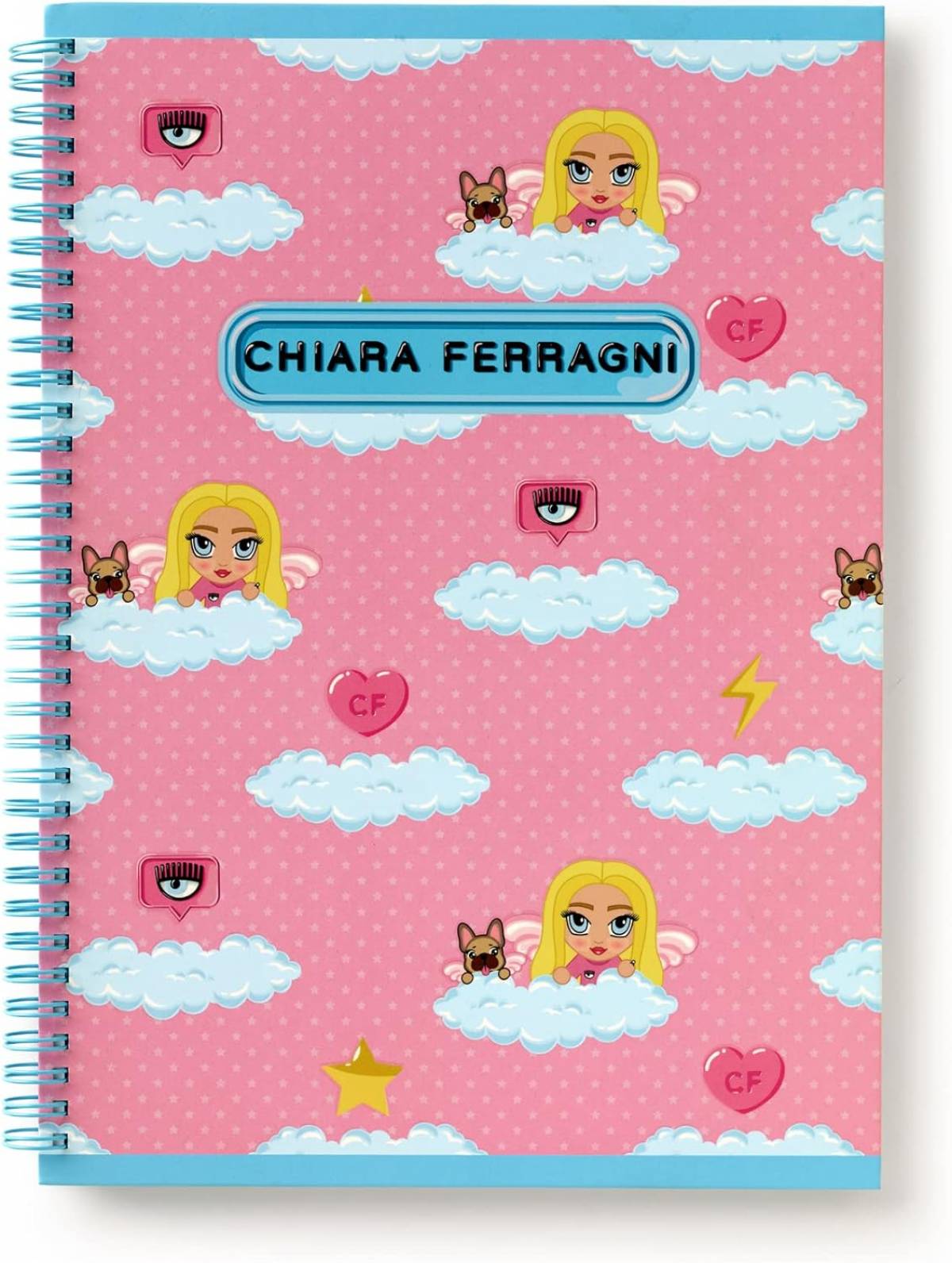 Caiet spira Chiara Ferragni A5 D 42 file hartie FSC 80gr coperta 150gr neon roz cu model