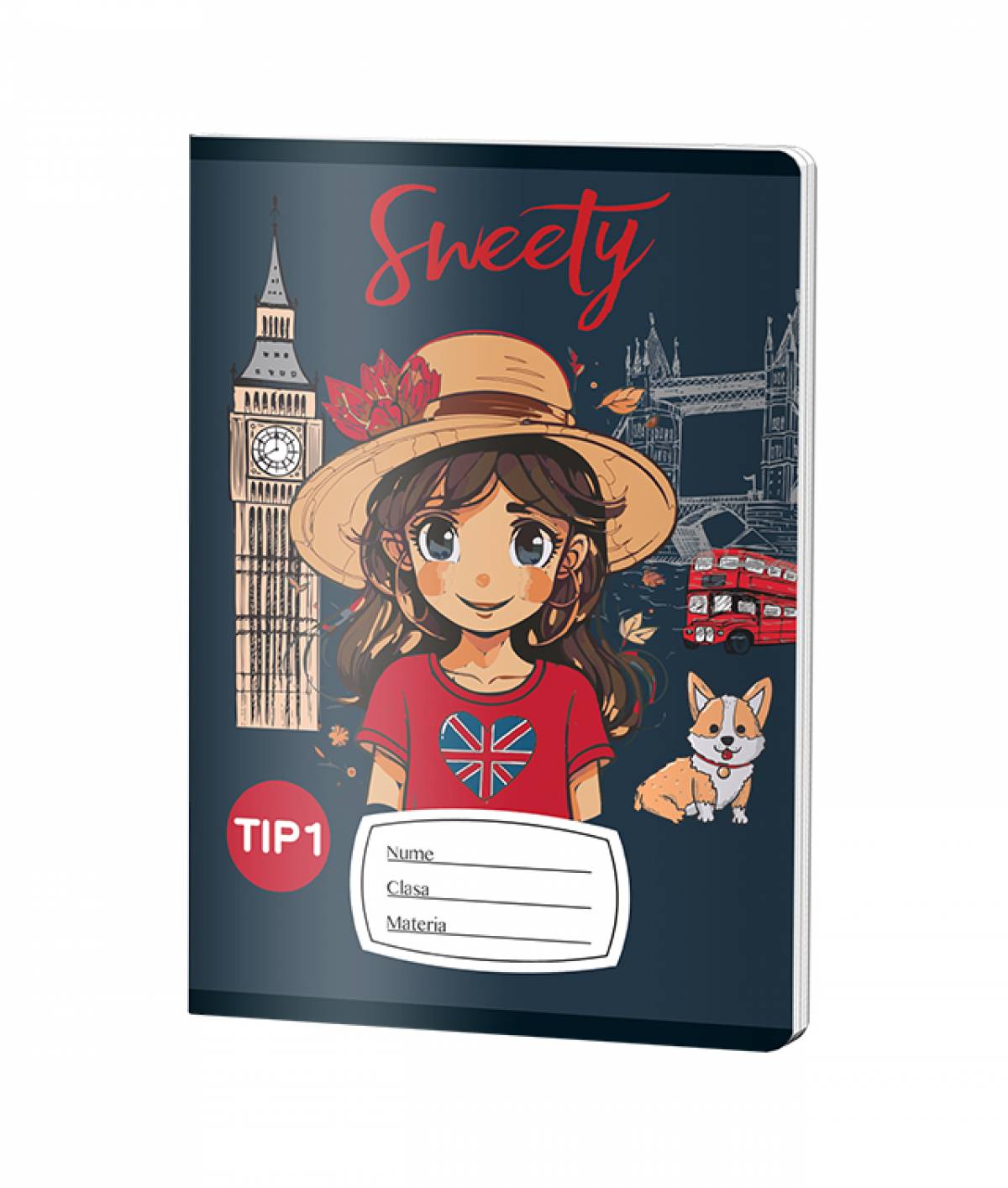 Caiet Tip1 FETE, A5, Pigna, 24 file, hartie 70gr, SWEETY LONDON