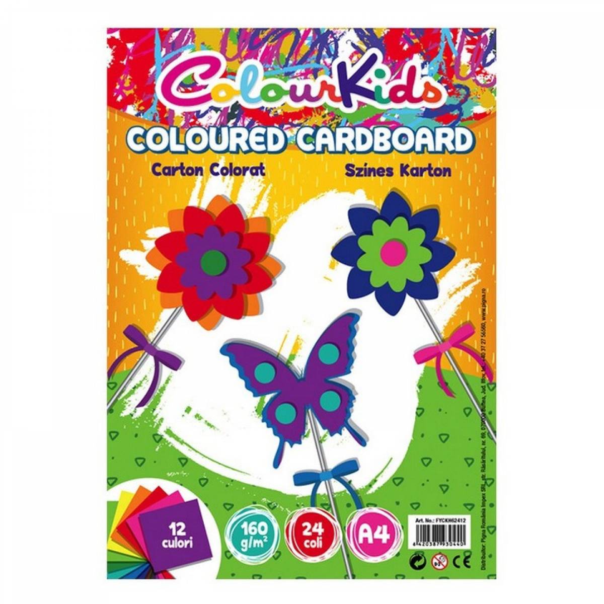 Carton Color A4 160gr 24 coli 12 culori Colour KIDS