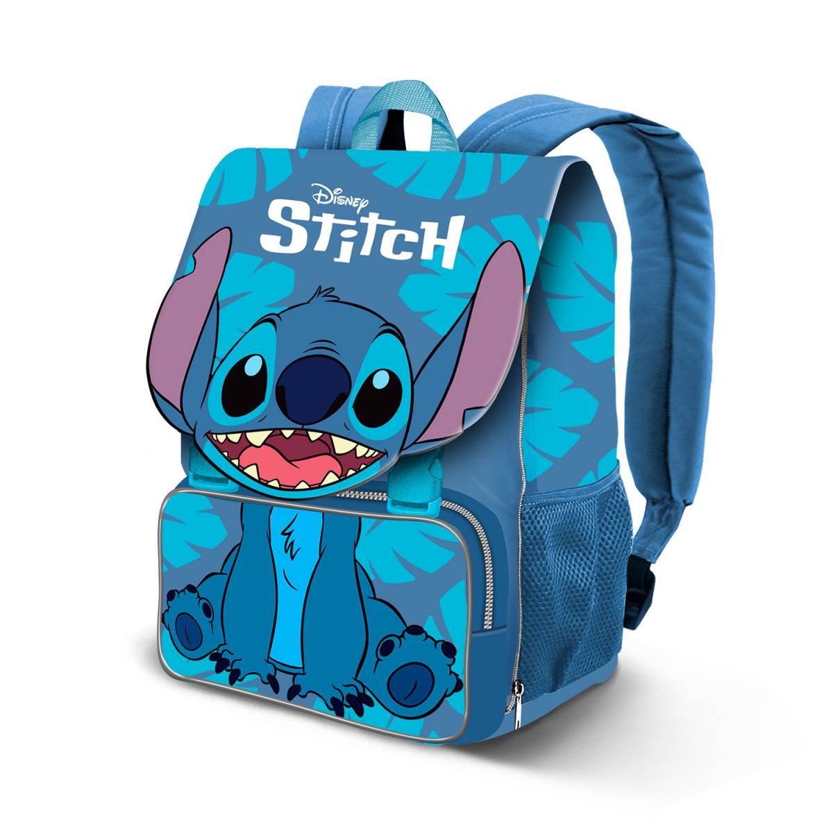 Ghiozdan Scolar, Lilo si Stitch, 1 fermoar, 3 buzunare, 26cm x 34cm x 18cm, Albastru