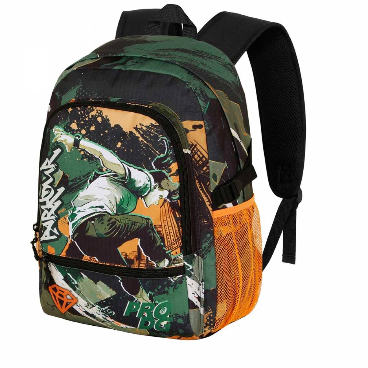 Ghiozdan Scolar, Parkour, 2 fermoare, 3 buzunare, 31cm x 44cm x 18cm, Multicolor