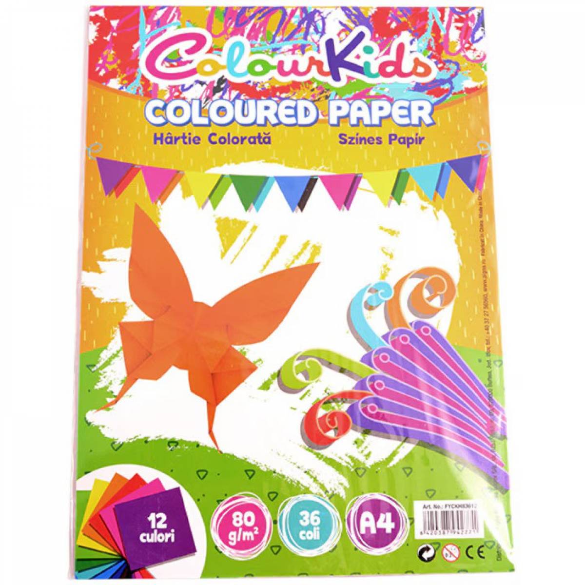 Hartie color A4 80gr 36 coli 12 culori Colour KIDS