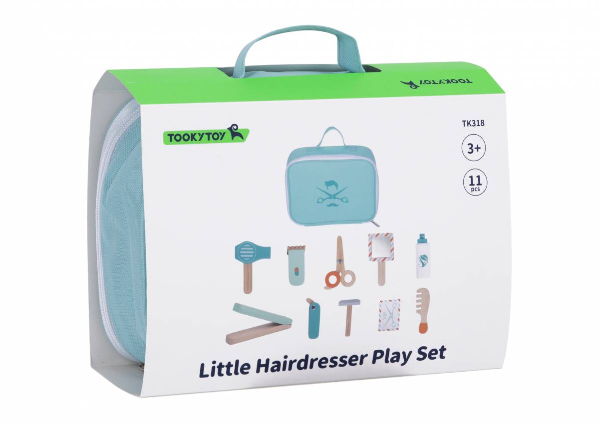 Joc de Rol Montessori Set Frizerie din Lemn pentru Copii, Little Hairdresser Play Set