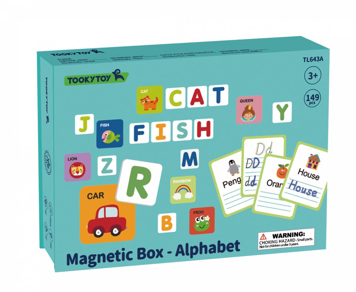 Joc Educativ Alfabet Magnetic pentru Copii, Magnetic Box cu Litere si Cartonase