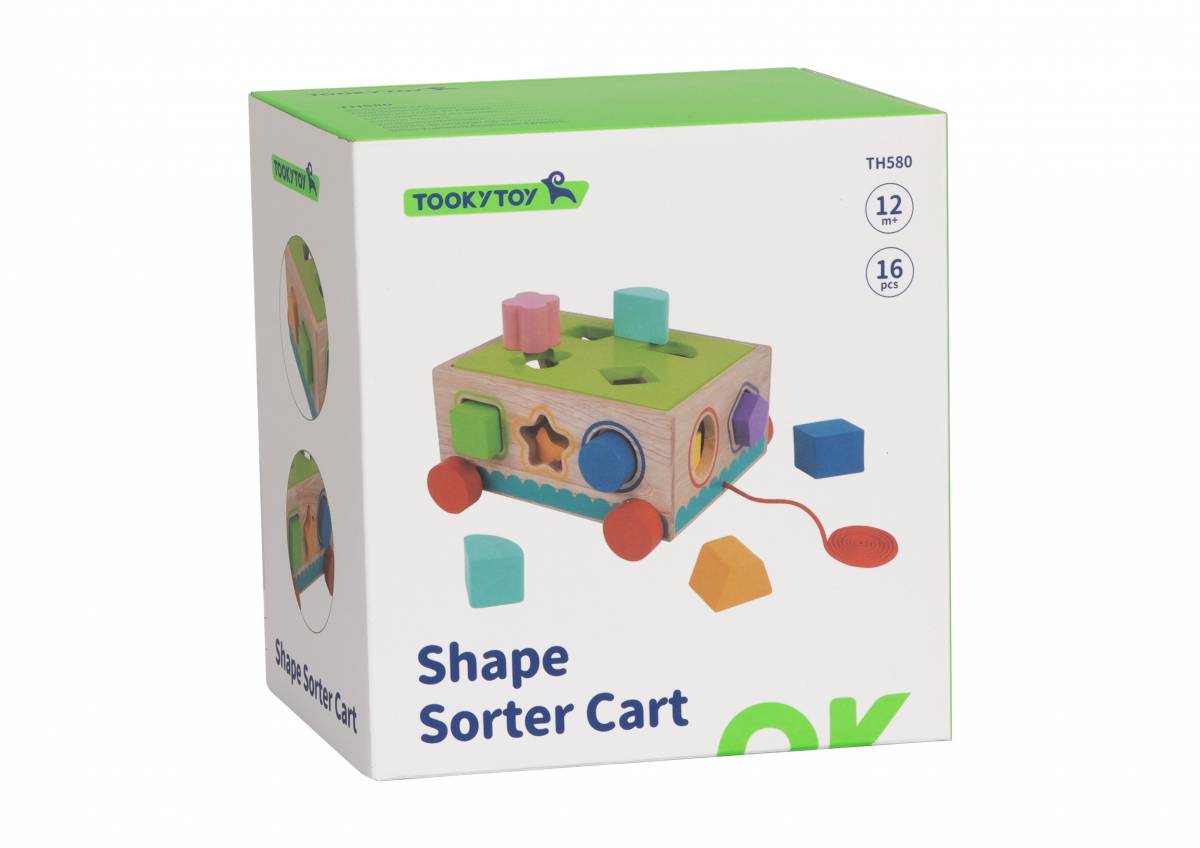 Joc Educativ Montessori Sortator de Forme din Lemn pentru Copii, Shape Sorter Cart