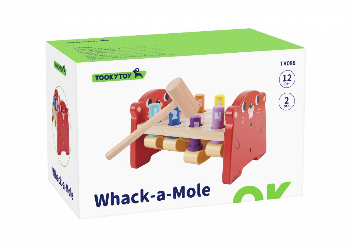 Joc Montessori Educativ din Lemn Whack a Mole pentru Copii, Joc cu Ciocanel