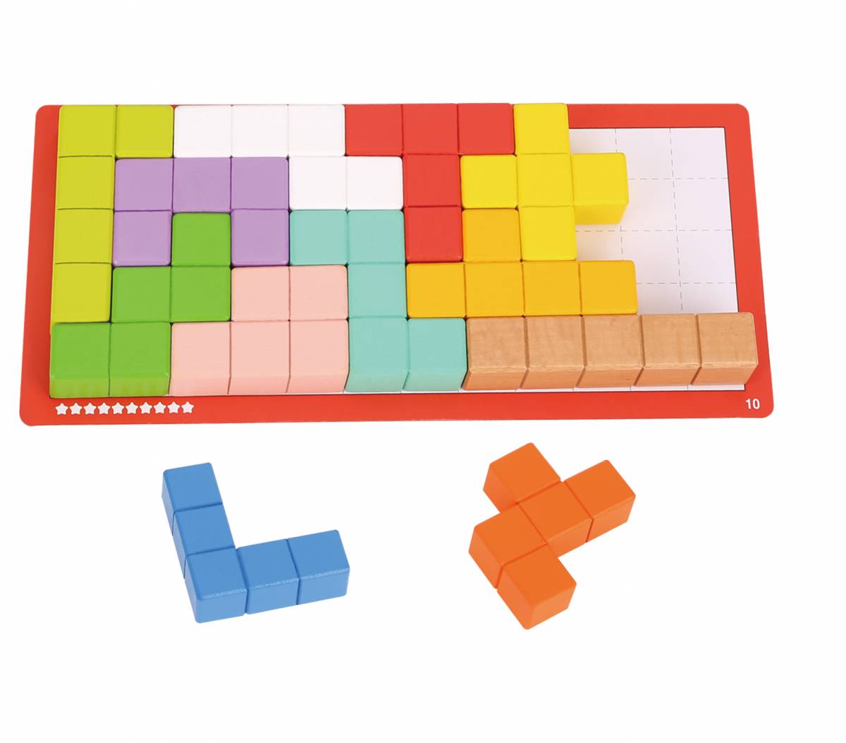 Joc Montessori Puzzle Logic cu Cuburi din Lemn pentru Copii, de Constructie si Gandire Spatiala