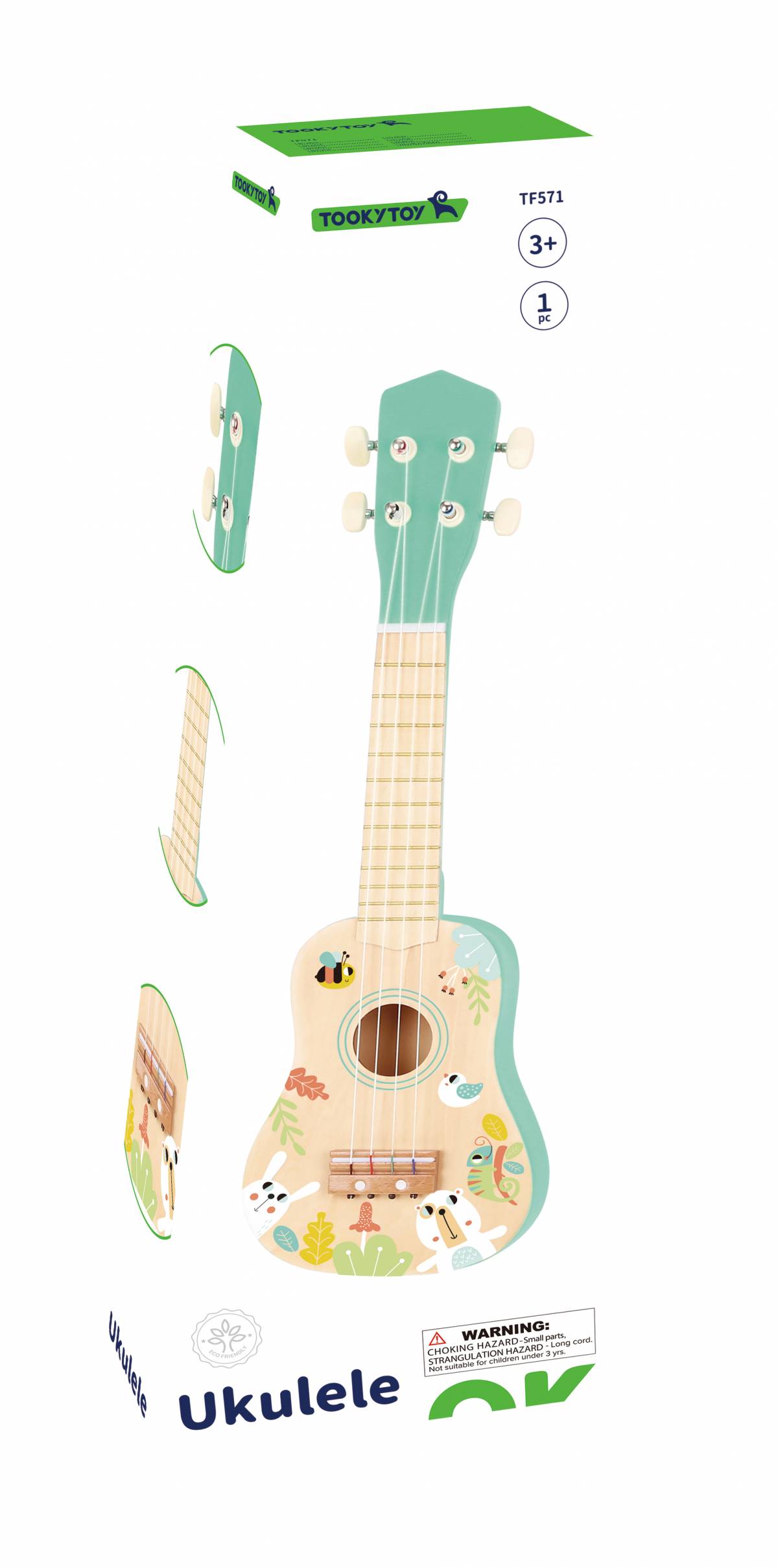 Joc Montessori Ukulele din Lemn pentru Copii, Instrument Muzical Educativ