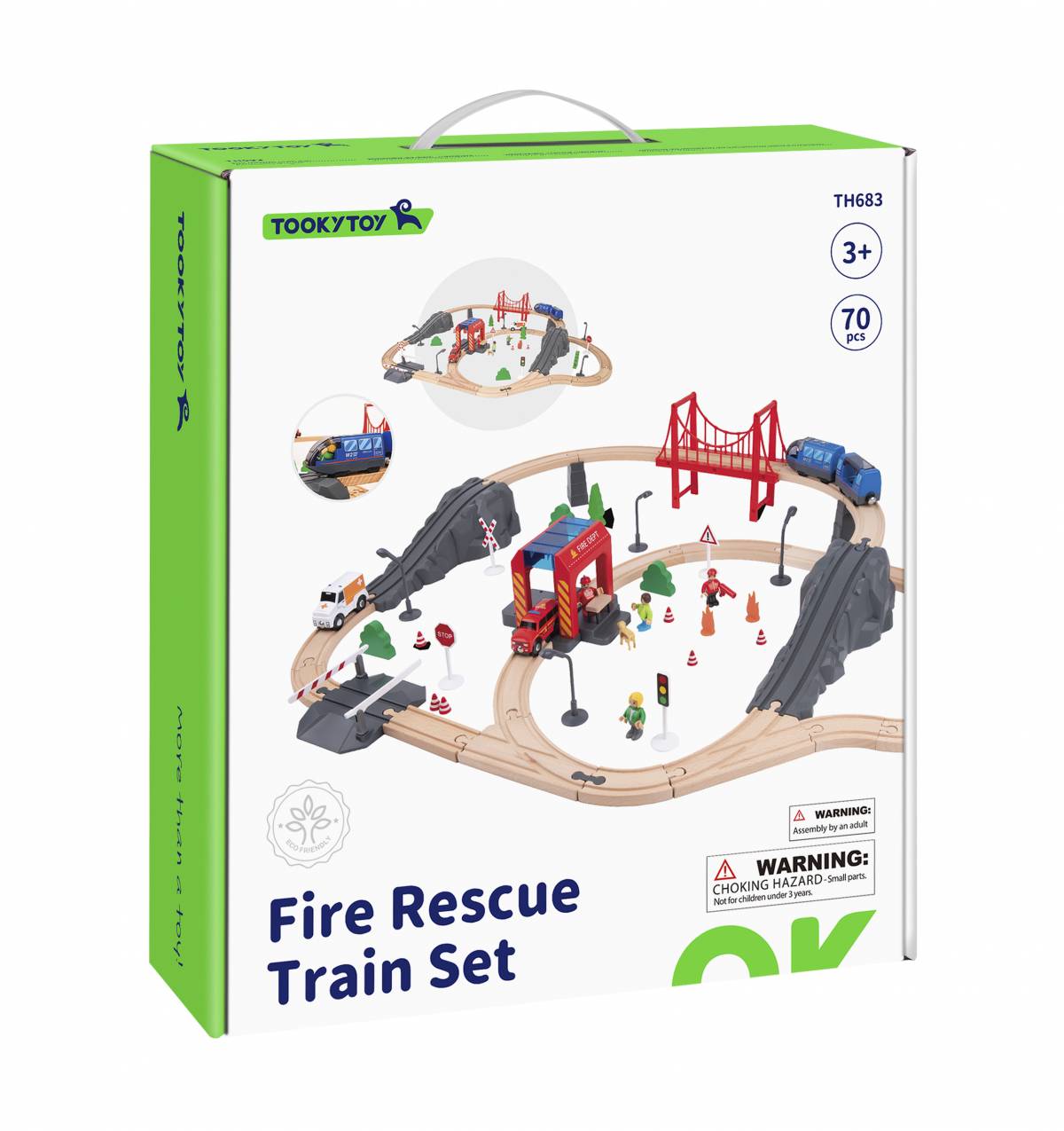 Joc MontessoriSet Tren din Lemn pentru Copii, Train Set Large cu Sine, Poduri si Accesorii