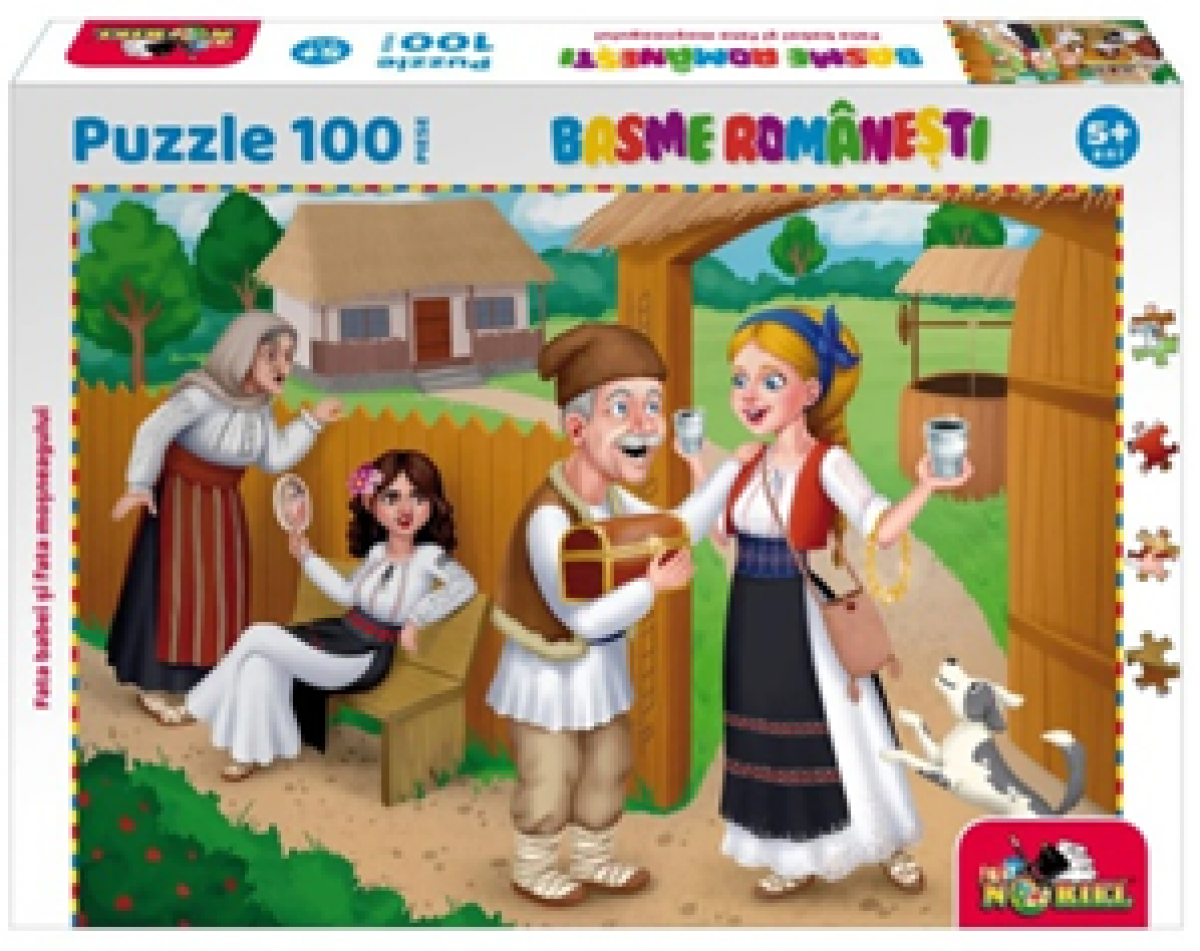 Jucarie NORIEL PUZZLE - BASME ROMANESTI - FATA BABEI SI FATA MOSNEAGULUI, 100 PIESE