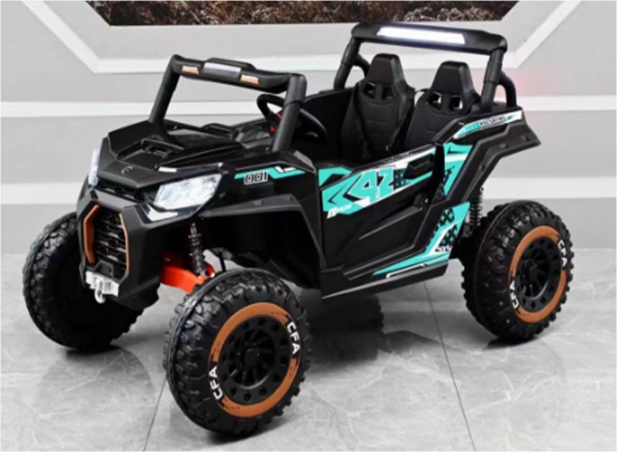 Masinuta Electrica Bungee pentru Copii Off-Road UTV 12V, 2 Locuri, Motoare 550x2, Telecomanda Parinte 2.4G, Bluetooth, LED, Suspensie 4 Roti NEGRU