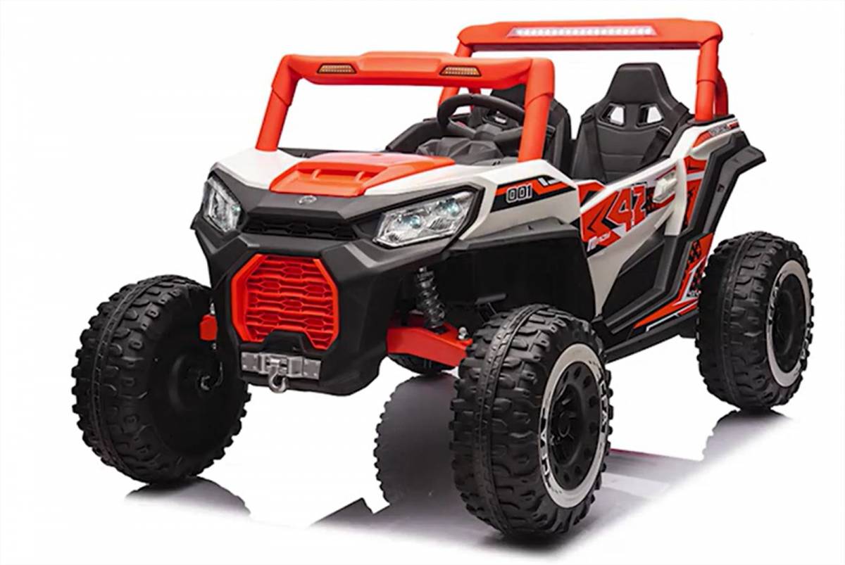 Masinuta Electrica Bungee pentru Copii Off-Road UTV 12V, 2 Locuri, Motoare 550x2, Telecomanda Parinte 2.4G, Bluetooth, LED, Suspensie 4 Roti ROSIE