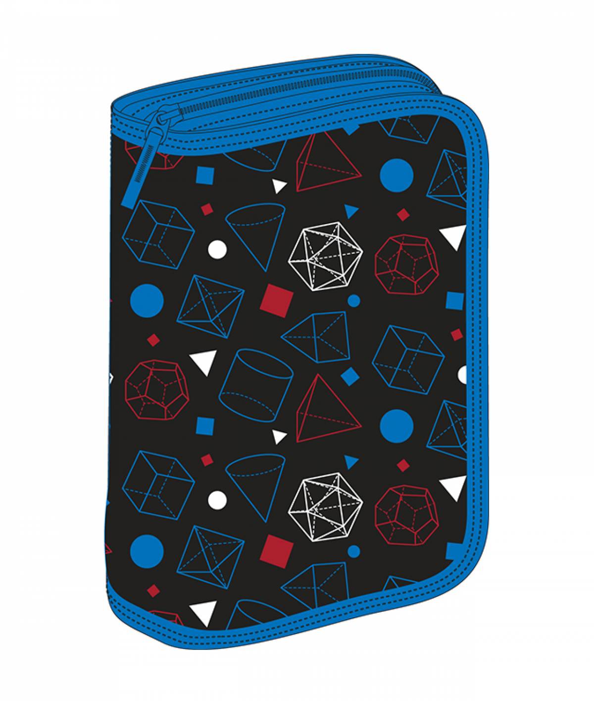 Penar Echipat, 1 Compartiment, Schoolfriendly Geometric, 1 Fermoar 2 Extensii, Negru