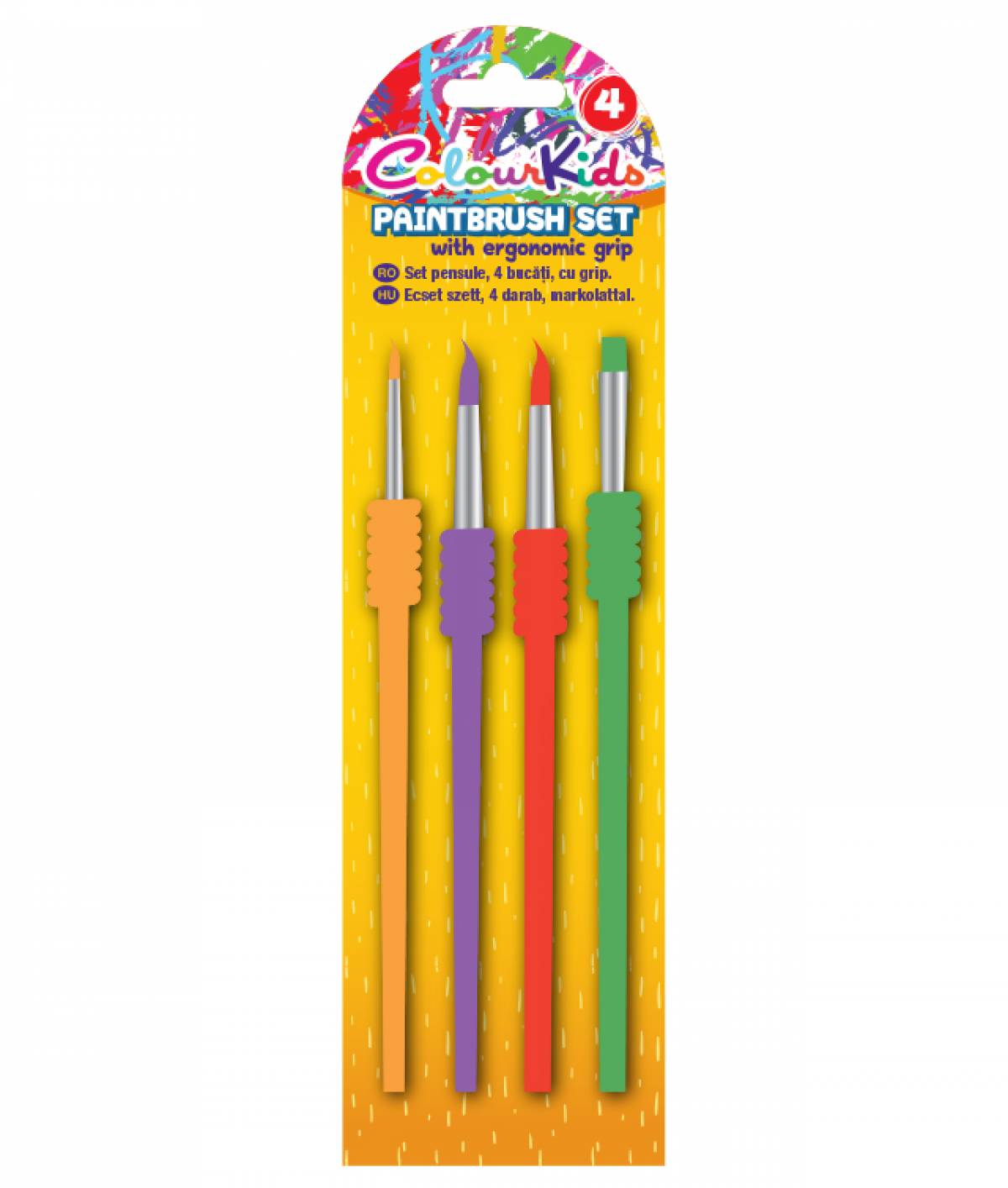 Pensule COLOUR KIDS cu grip 4buc nr 2 4 6 10