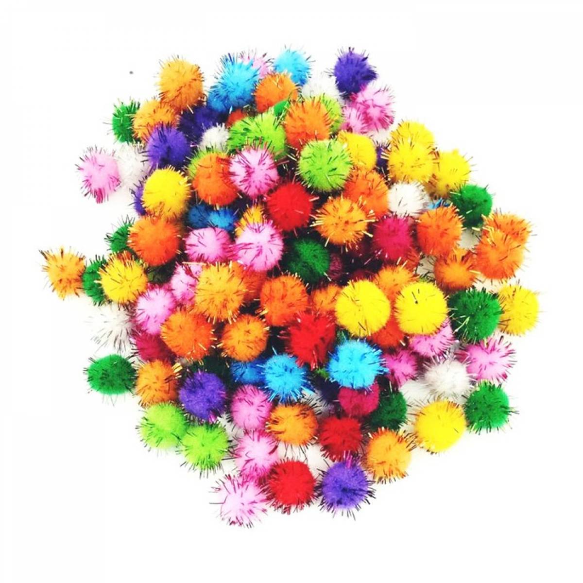 POM POM cu sclipici Dia 3 cm 10 culori 50 bucati culori asortate