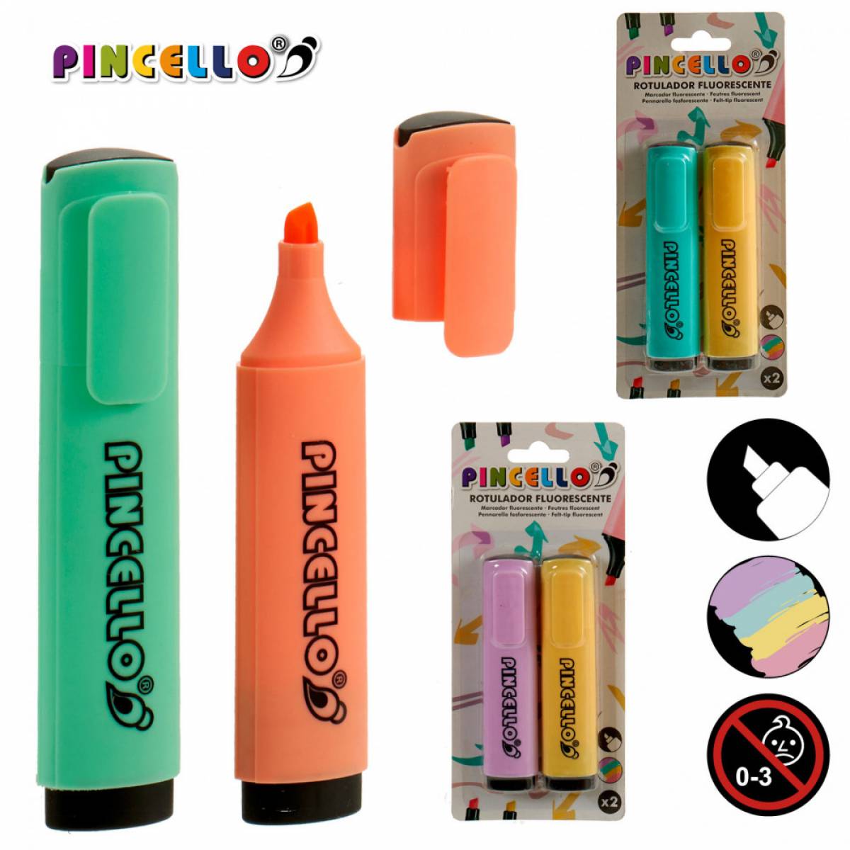 Markere fluorescente PINCELLO 2 culori asortate