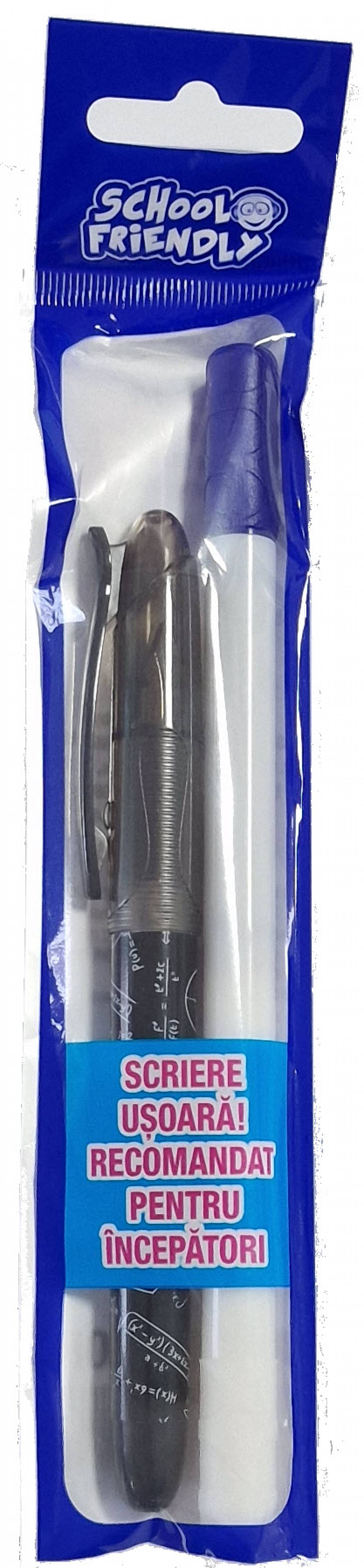 Stilou Basic SF blister cu 1 corector si 1 rezerva MATE NEGRU