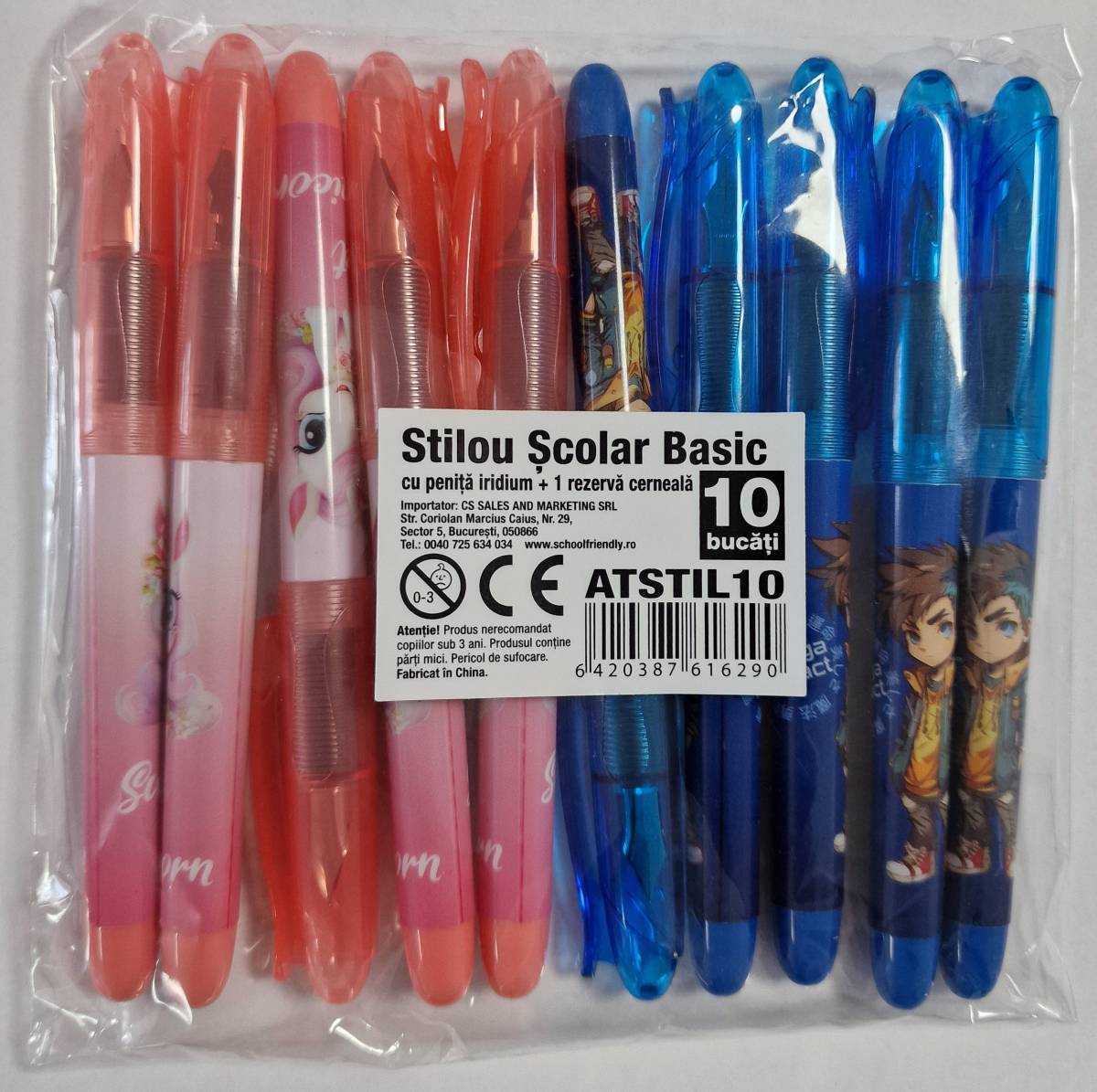 Stilou Basic SF UNICORN si BAIAT MANGA, SET 10buc