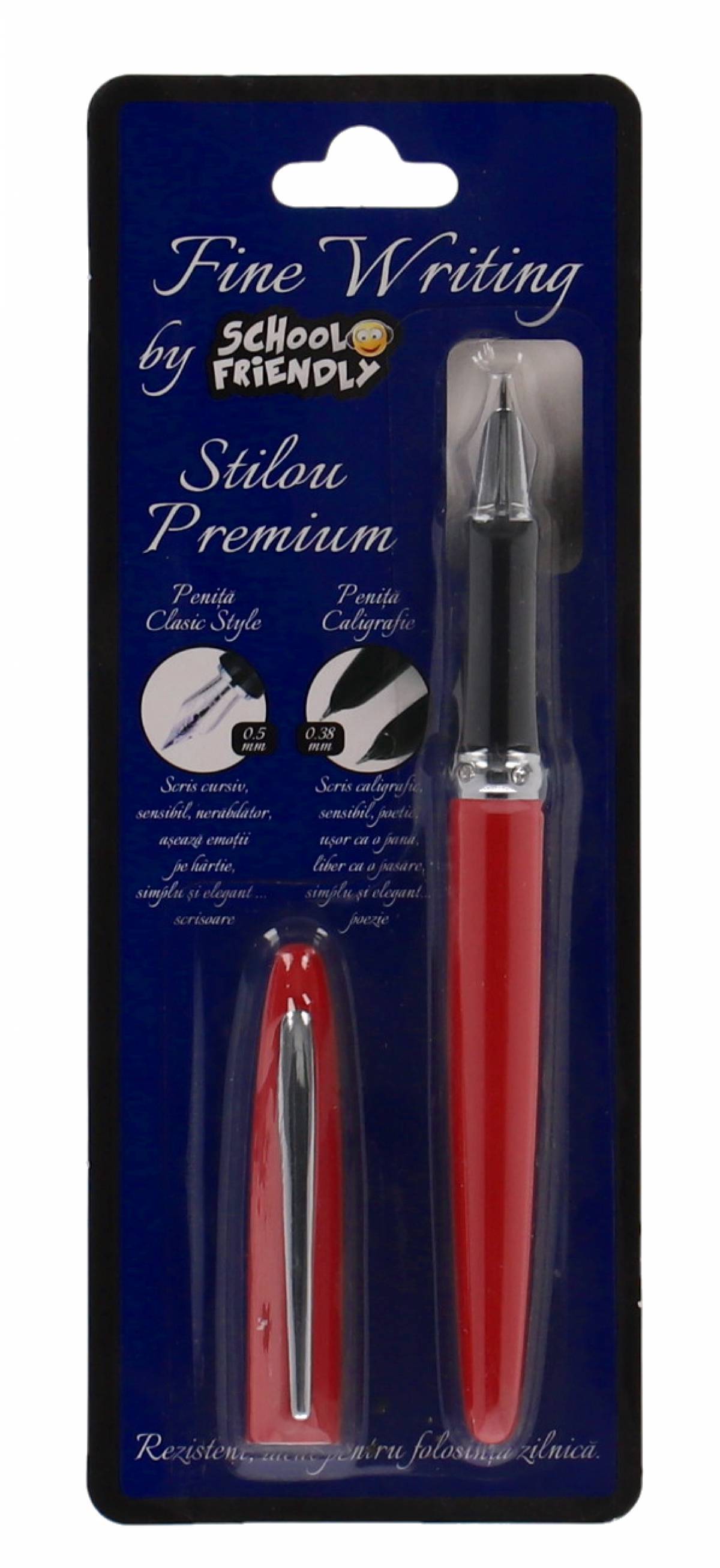 Stilou SCOLAR CLASIC Penita Ascunsa Rosu in BLISTER