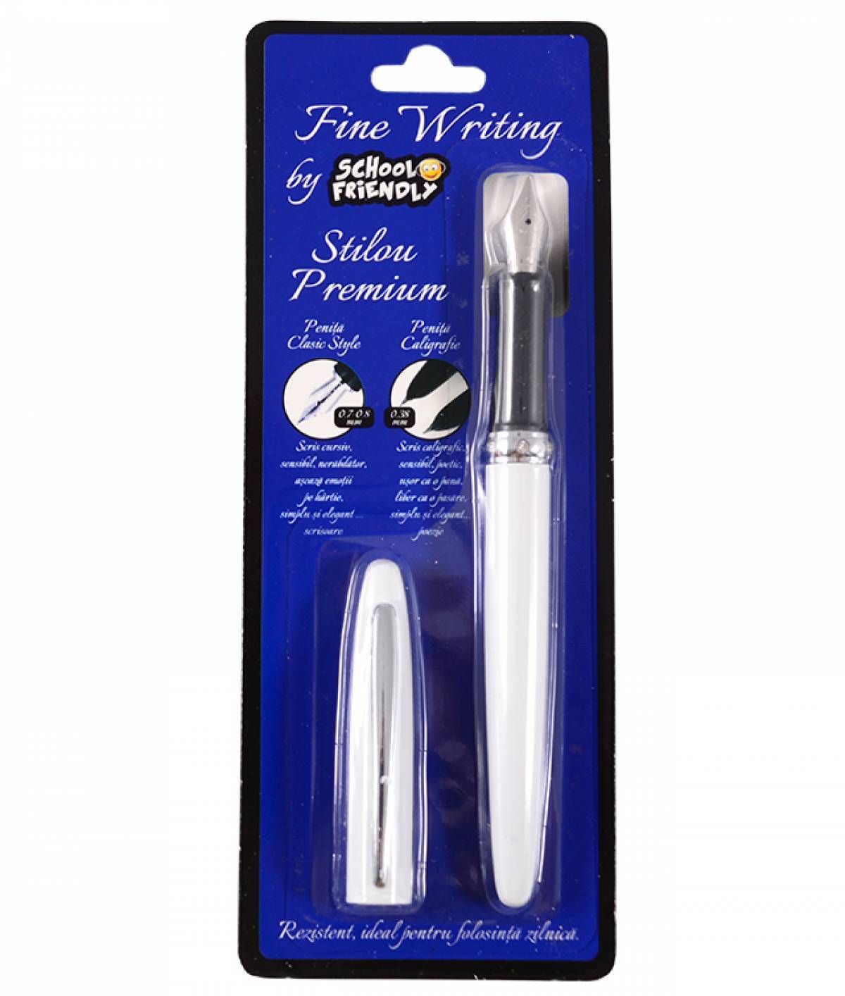 Stilou SCOLAR CLASIC Penita Iridium Alb in BLISTER