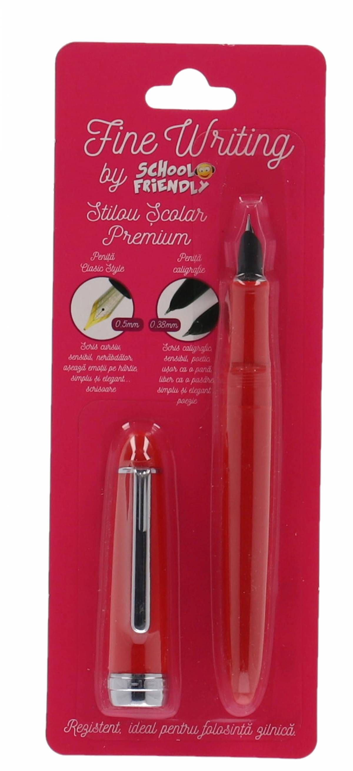 Stilou SCOLAR PREMIUM Rosu Penita Ascunsa in BLISTER