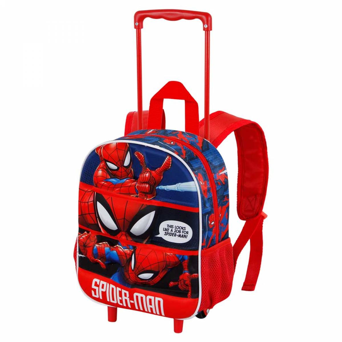 Troler Prescolari, Spiderman 3D, 1 fermoar, 2 buzunare, 26cm x 34cm x 13cm, Rosu