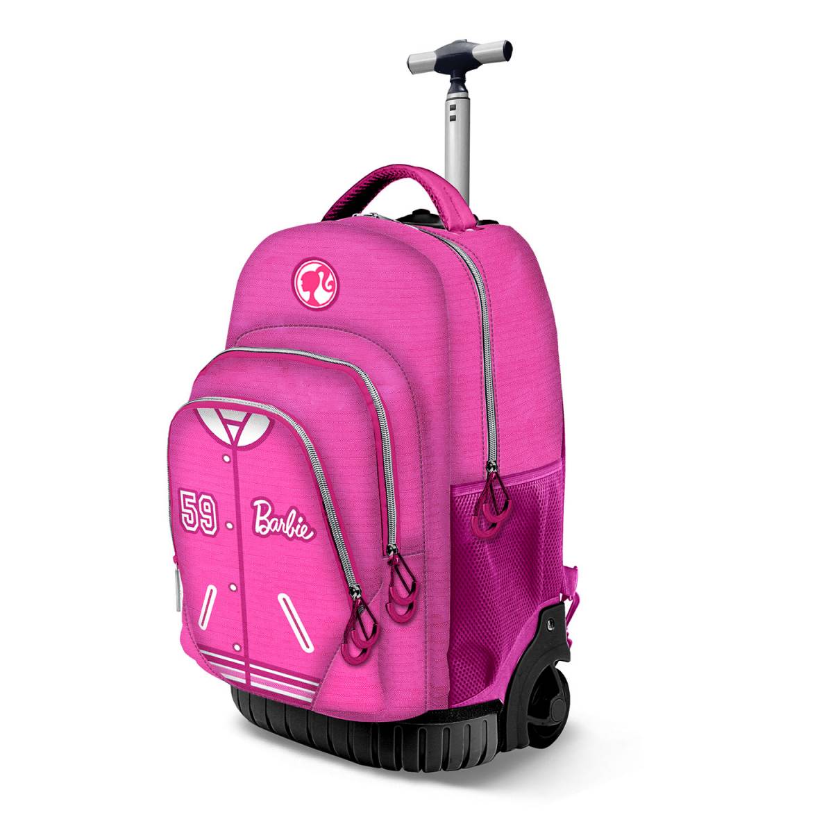 Troler Scolar, Barbie, 3 fermoare, 2 buzunare, 32cm x 47cm x 27cm, Roz