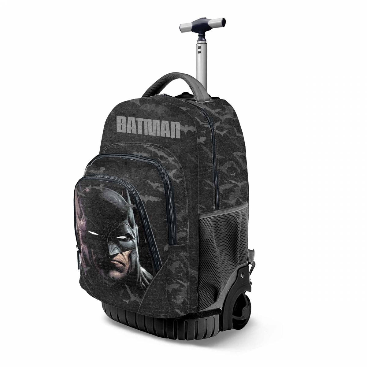 Troler Scolar, Batman, 3 fermoare, 2 buzunare, 32cm x 47cm x 27cm, Negru